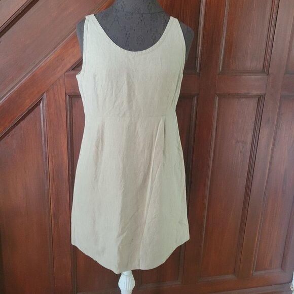 Trio New York Beige Linen Sleeveless Dress Size 10 - Picture 1 of 7